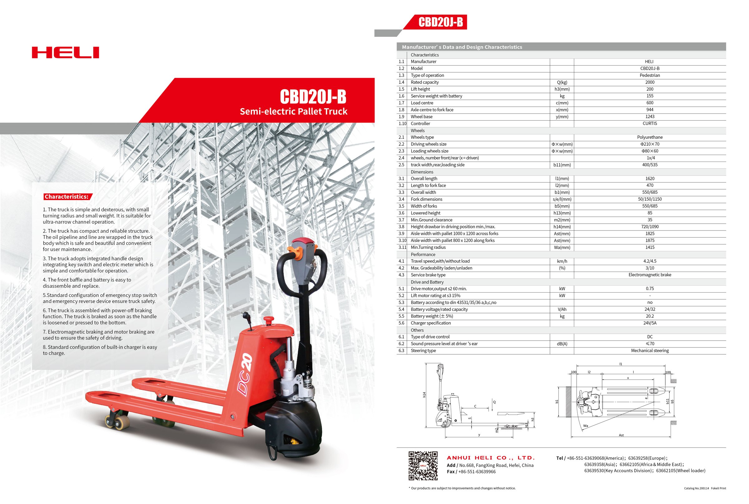 Heli Mini Walkie Electric Pallet Jack (4,400 lbs) - Image 2